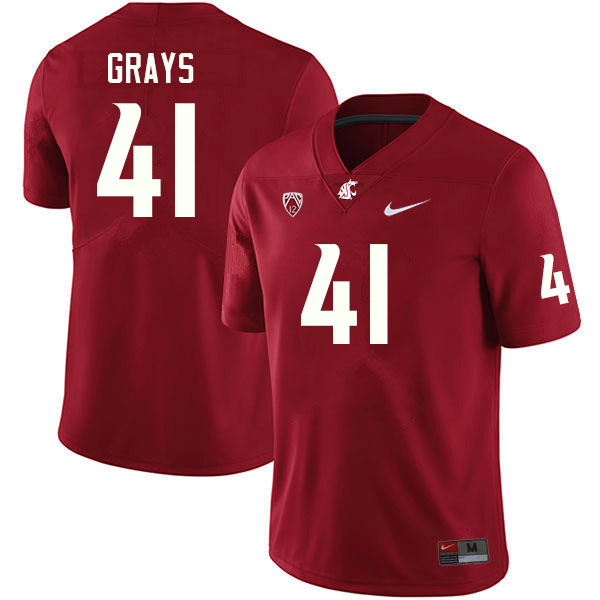 Men #41 Bryce Grays Washington State Cougars College Football Jerseys Sale-Crimson
